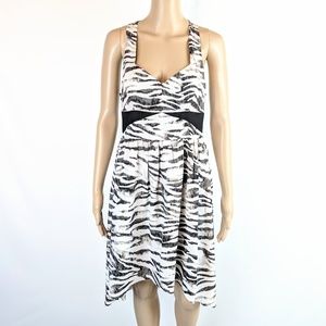 AMBAR Black & White Zebra Print Racerback High Low Dress